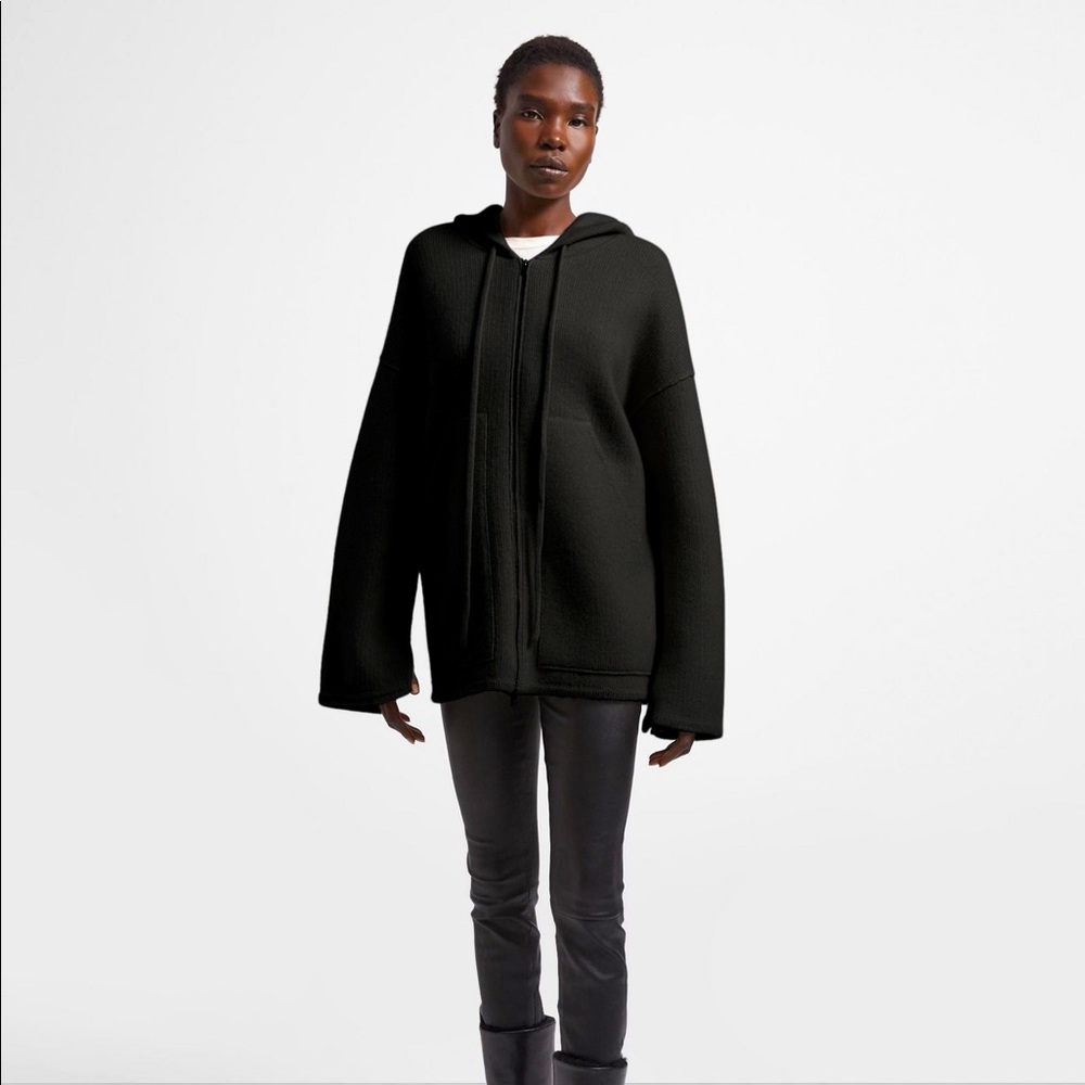 Theory Oversized Zip Hoodie in Wool-Cashmere